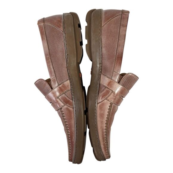 ALDO BRUE Penny Loafers Brown Perforated Italian Nabuk Leather Shoes - Picture 5 of 12